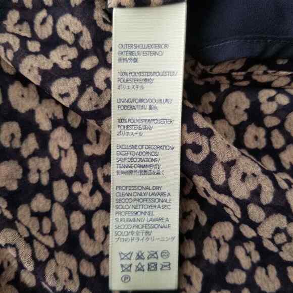 Rebecca Minkoff Blouse Flutter Sleeves Tassel Tie Animal Print Lined Size Small - Picture 9 of 10